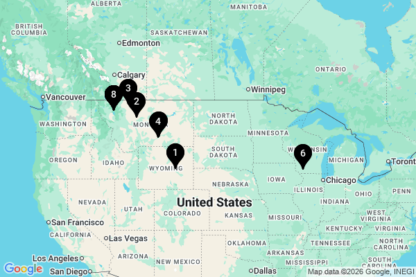 Map showing facility locations